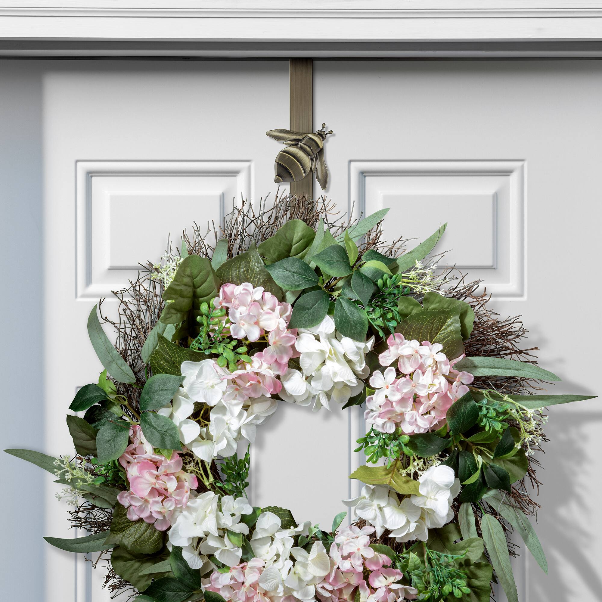 Haute Decor Antique Brass Adjustable Wreath Hanger with Nature Icons